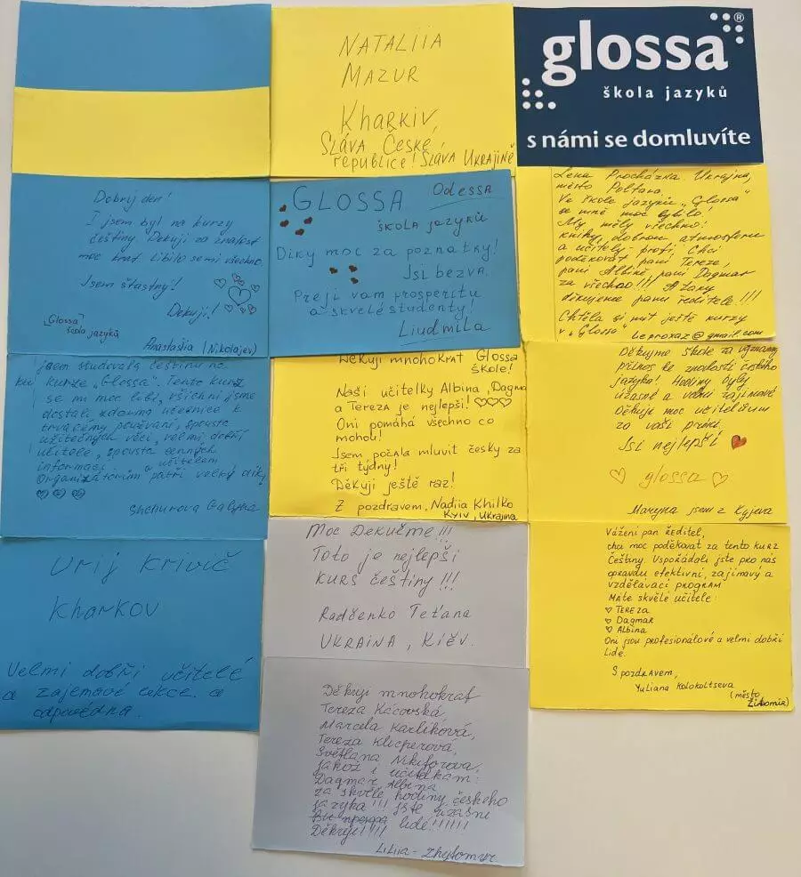 Glossa čeština pro Ukrajince poděkování studentů